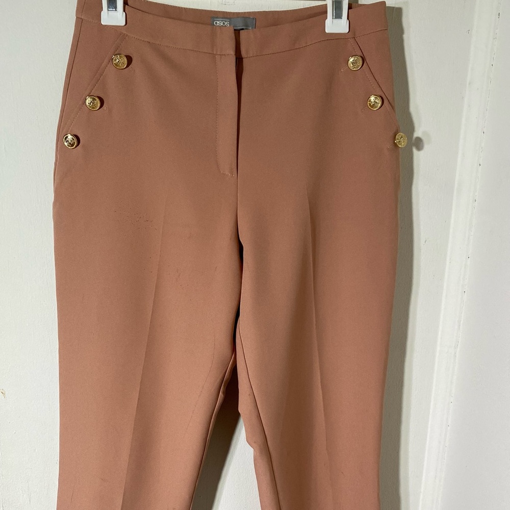 ASOS Women’s Pants Pink Casual Dress High Rise Boyfriend Pants Bejeweled Size 6